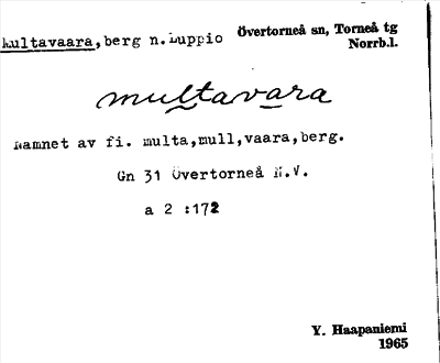 Bild på arkivkortet för arkivposten Multavaara