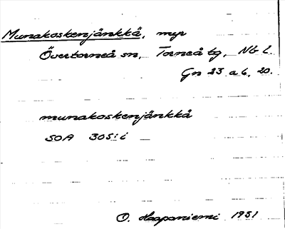 Bild på arkivkortet för arkivposten Munakoskenjänkkä