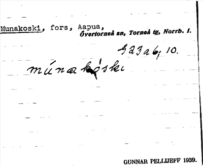 Bild på arkivkortet för arkivposten Munakoski
