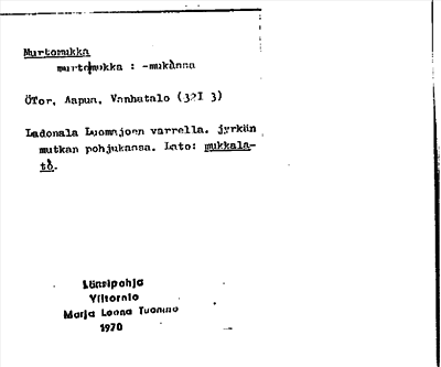Bild på arkivkortet för arkivposten Murtomukka