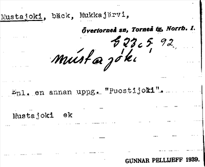 Bild på arkivkortet för arkivposten Mustajoki