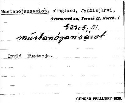 Bild på arkivkortet för arkivposten Mustanojansaaiot