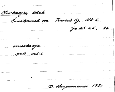 Bild på arkivkortet för arkivposten Mustaoja