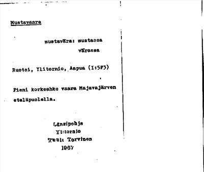 Bild på arkivkortet för arkivposten Mustavaara