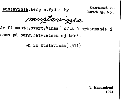 Bild på arkivkortet för arkivposten Mustavinsa