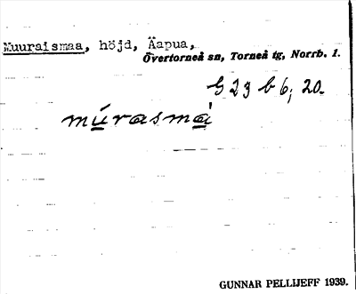 Bild på arkivkortet för arkivposten Muuraismaa