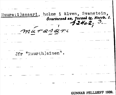 Bild på arkivkortet för arkivposten Muura(i)ssaari