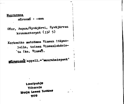 Bild på arkivkortet för arkivposten Muurasmaa
