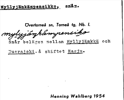 Bild på arkivkortet för arkivposten Myllyjänkänpensikko