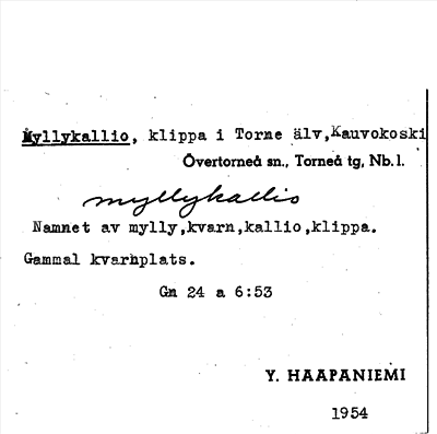 Bild på arkivkortet för arkivposten Myllykallio