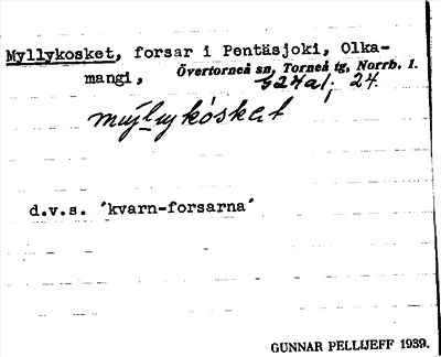 Bild på arkivkortet för arkivposten Myllykosket