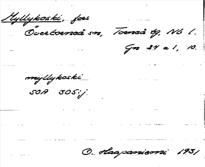 Bild på arkivkortet för arkivposten Myllykoski