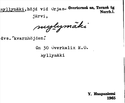 Bild på arkivkortet för arkivposten Myllymäki