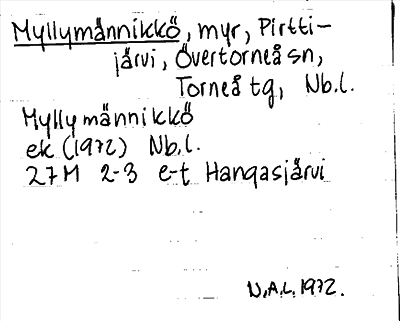 Bild på arkivkortet för arkivposten Myllymännikkö