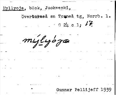 Bild på arkivkortet för arkivposten Myllyoja