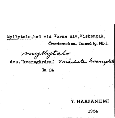 Bild på arkivkortet för arkivposten Myllytalo