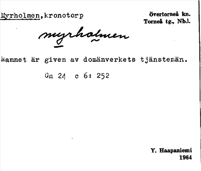 Bild på arkivkortet för arkivposten Myrholmen
