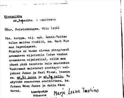 Bild på arkivkortet för arkivposten Mäenpaikka