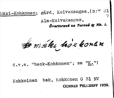 Bild på arkivkortet för arkivposten Mäki-Kohkonen