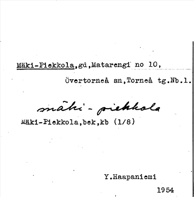 Bild på arkivkortet för arkivposten Mäki-Piekkola