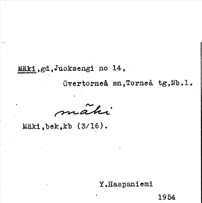 Bild på arkivkortet för arkivposten Mäki