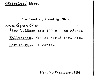 Bild på arkivkortet för arkivposten Mäkipelto