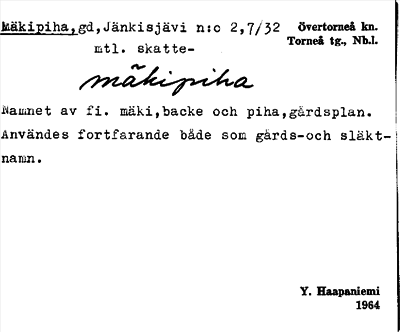 Bild på arkivkortet för arkivposten Mäkipiha