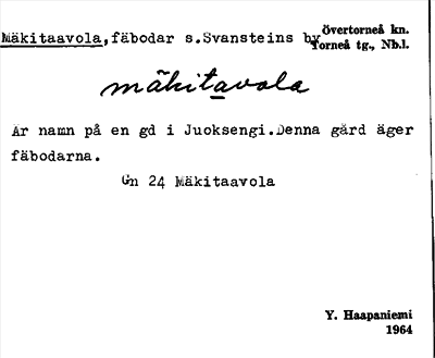 Bild på arkivkortet för arkivposten Mäkitaavola