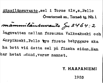 Bild på arkivkortet för arkivposten Mämmilänsuvanto