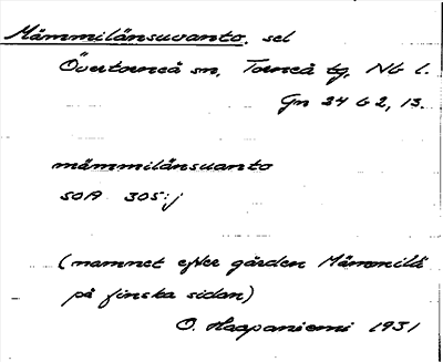 Bild på arkivkortet för arkivposten Mämmilänsuvanto