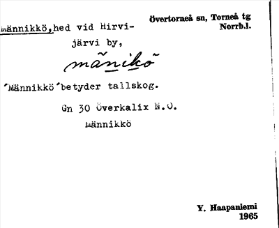 Bild på arkivkortet för arkivposten Männikkö