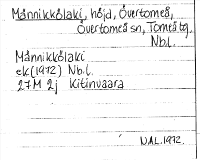 Bild på arkivkortet för arkivposten Männikkölaki