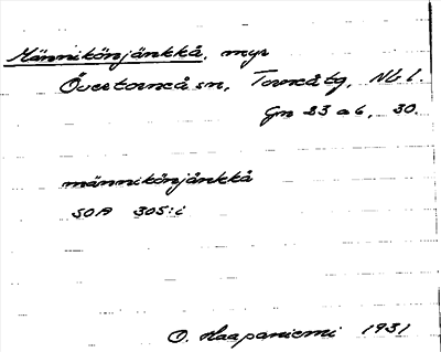 Bild på arkivkortet för arkivposten Männikönjänkkä