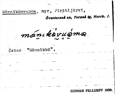 Bild på arkivkortet för arkivposten Männikönvuoma