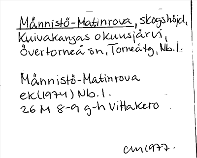 Bild på arkivkortet för arkivposten Männistö-Matinrova