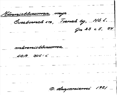 Bild på arkivkortet för arkivposten Männistövuoma
