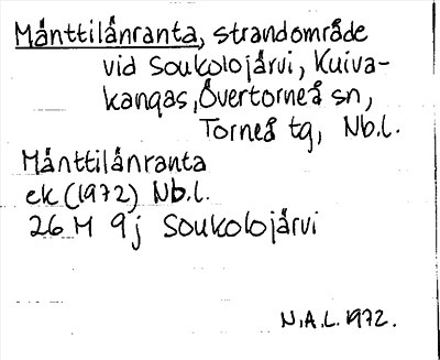 Bild på arkivkortet för arkivposten Mänttilänranta