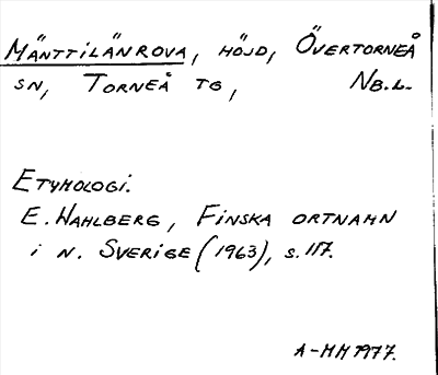 Bild på arkivkortet för arkivposten Mänttilänrova