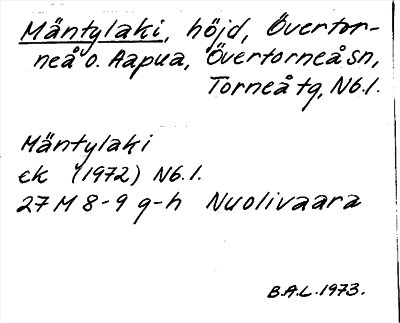 Bild på arkivkortet för arkivposten Mäntylaki