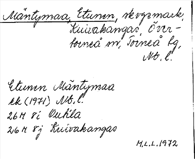 Bild på arkivkortet för arkivposten Mäntymaa, Etunen