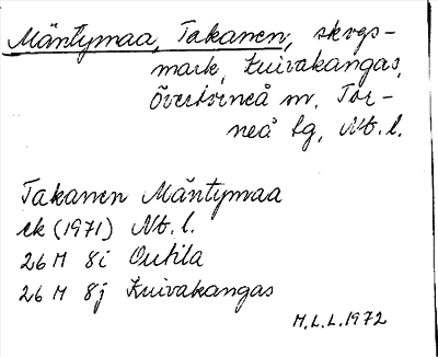 Bild på arkivkortet för arkivposten Mäntymaa, Takanen
