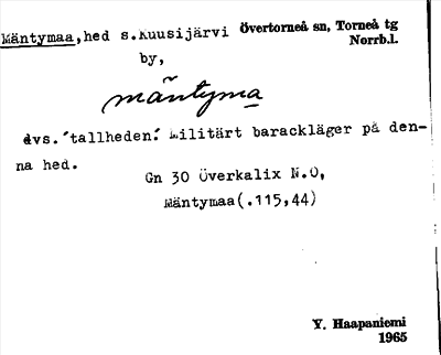 Bild på arkivkortet för arkivposten Mäntymaa