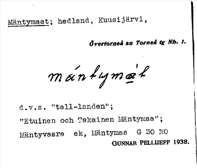 Bild på arkivkortet för arkivposten Mäntymaat