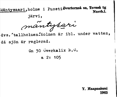 Bild på arkivkortet för arkivposten Mäntysaari