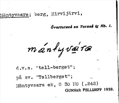 Bild på arkivkortet för arkivposten Mäntyvaara