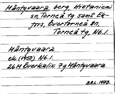 Bild på arkivkortet för arkivposten Mäntyvaara