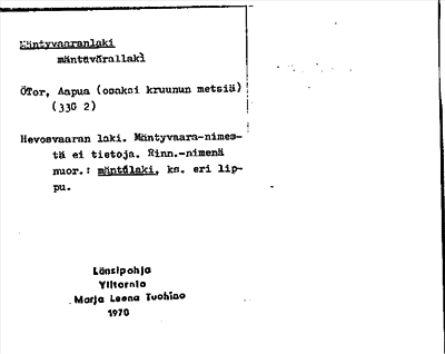 Bild på arkivkortet för arkivposten Mäntyvaaranlaki