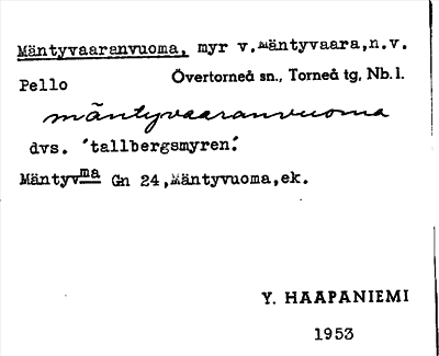 Bild på arkivkortet för arkivposten Mäntyvaaranvuoma