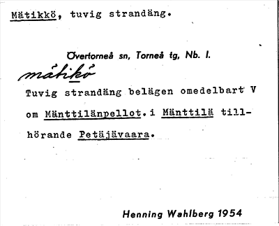 Bild på arkivkortet för arkivposten Mätikkö