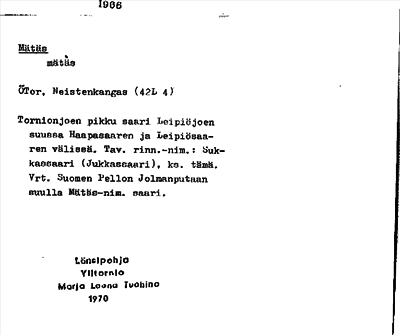 Bild på arkivkortet för arkivposten Mätäs
